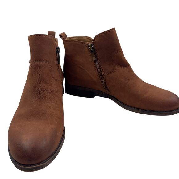 Franco Sarto Caramel Leather Zipper Classic Timeless Booties Women's Size 8 - Picture 1 of 10